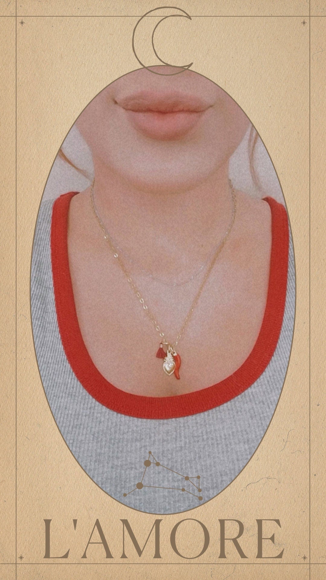 Collar exvoto, L'AMORE, milagrito, sagrado corazón, cornicello, amuleto