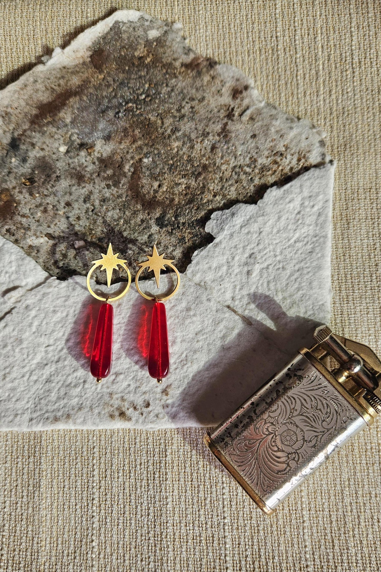Pendientes rojos, LA SANGRE, vidrio vintage
