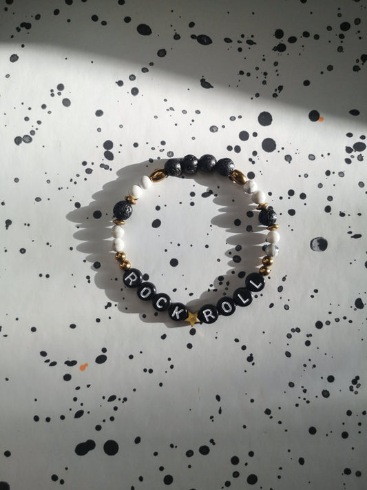 pulsera de letras, ROCK & ROLL, palabras