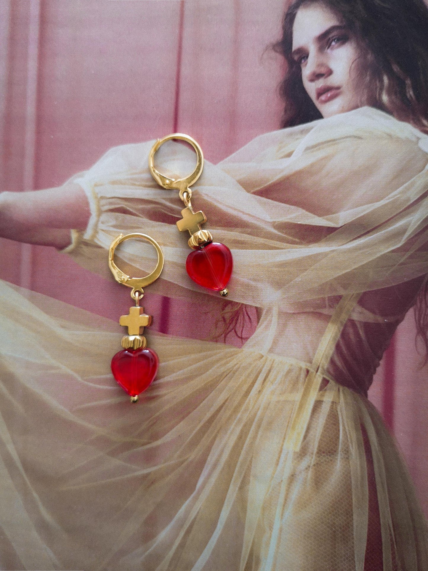 pendientes sagrado corazón, exvoto, SACRED HEART, mini.