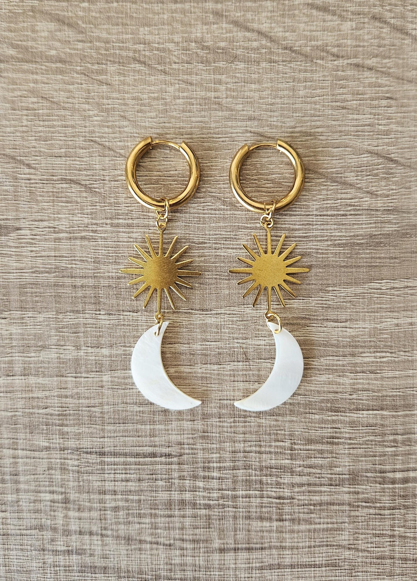 Pendientes luna, sol, AMANECER, pendientes boho