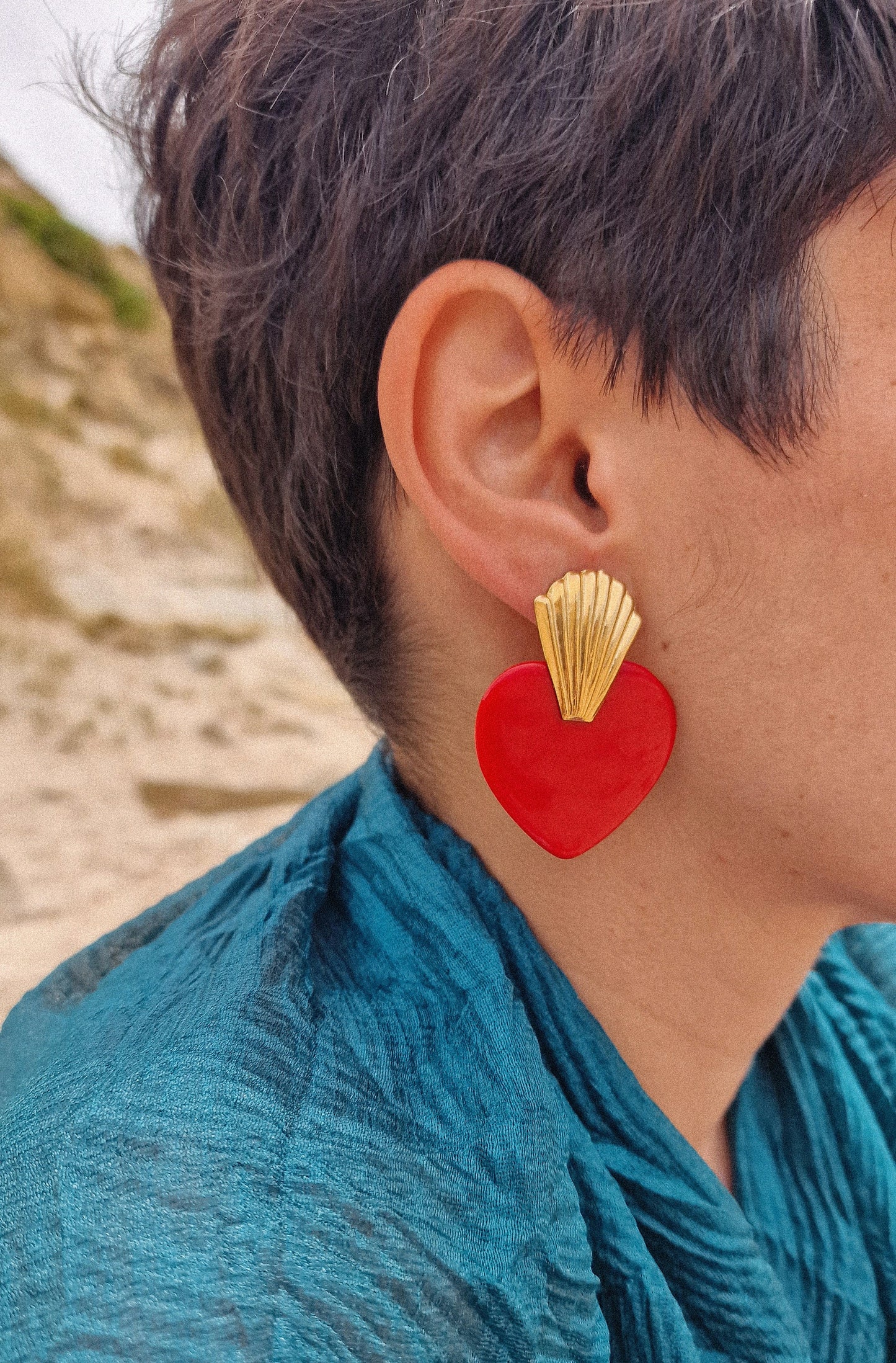 Pendientes Corazón ardiente, FLAMING HEART, pendientes exvoto