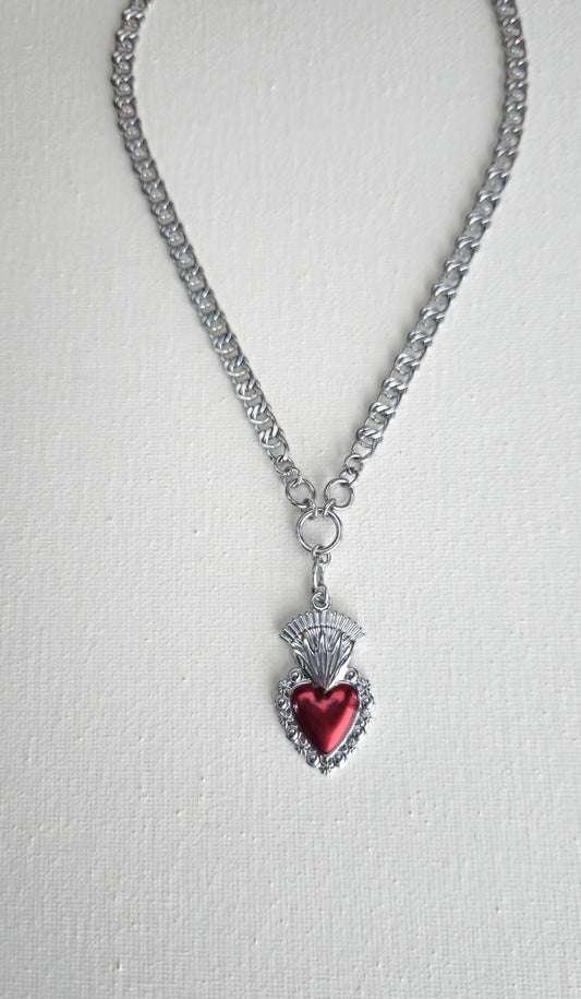 Collar PROMESA, ex voto, sagrado corazón.