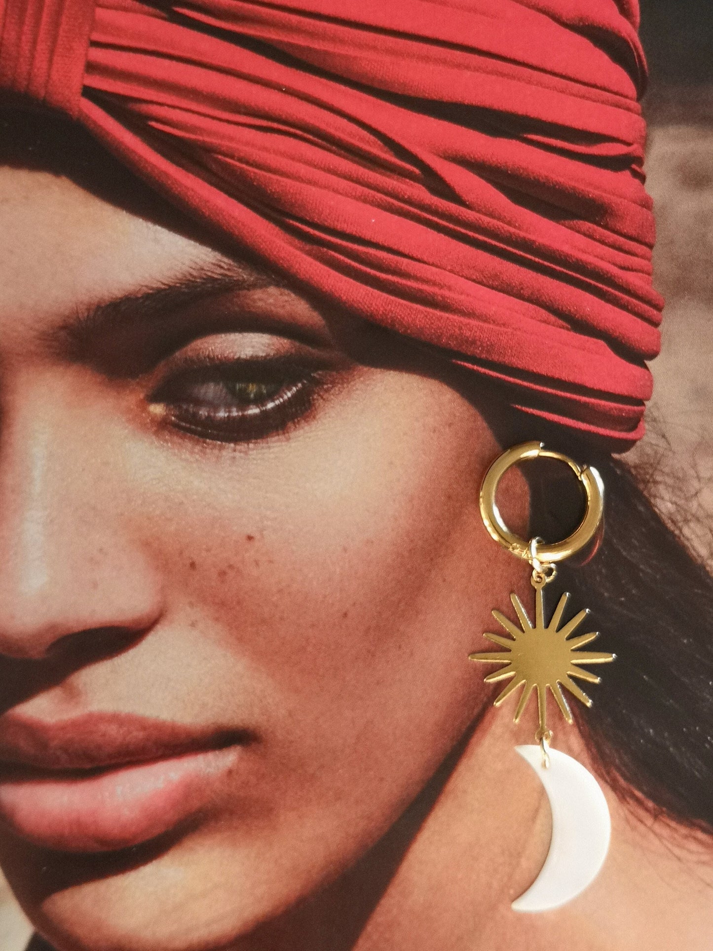 Pendientes luna, sol, AMANECER, pendientes boho