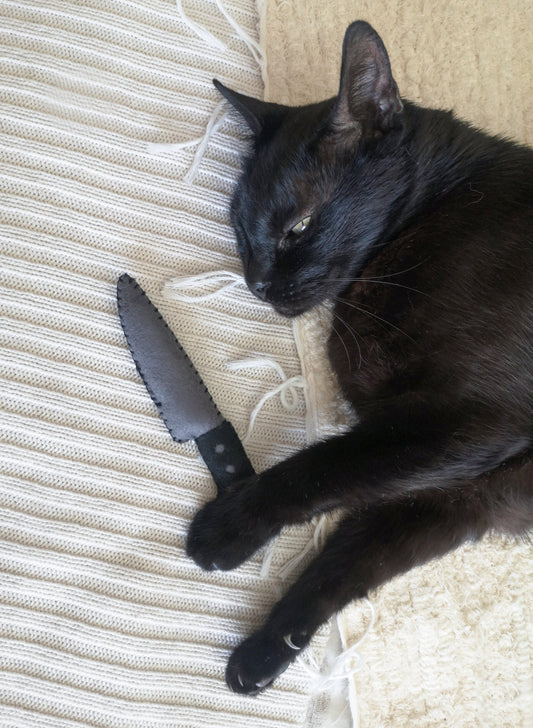 Juguete para gatos, CUCHILLO, juguete con catnip, hecho a mano, fieltro