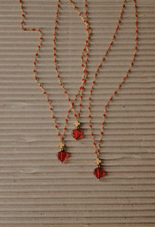 Collar sagrado corazón, mini SACRED HEART,  ex voto, milagrito