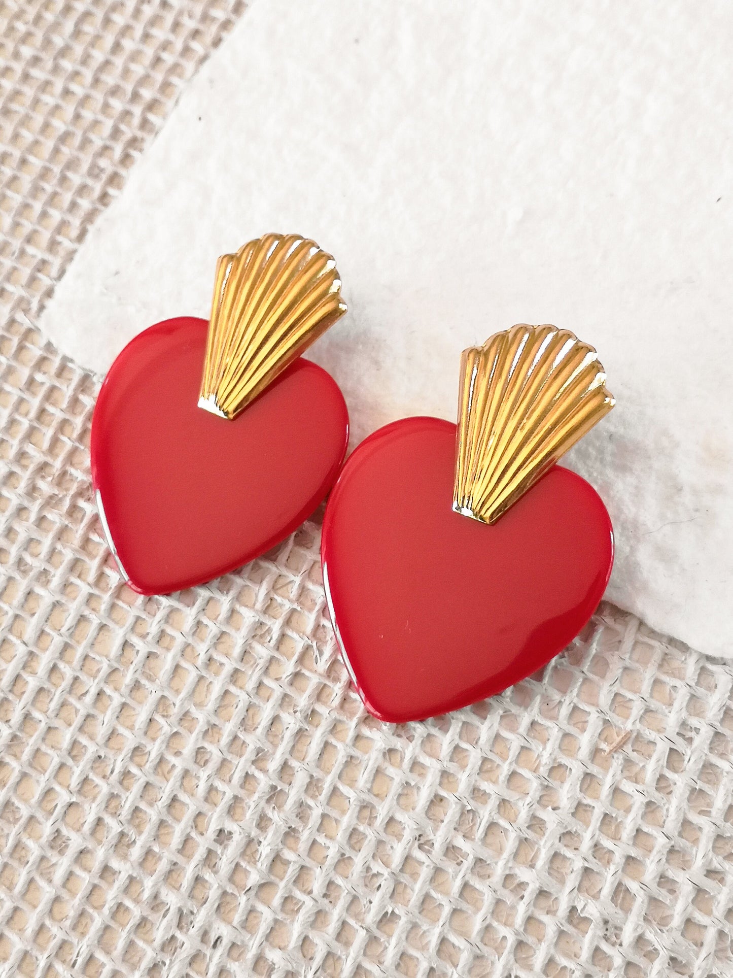 Pendientes Corazón ardiente, FLAMING HEART, pendientes exvoto