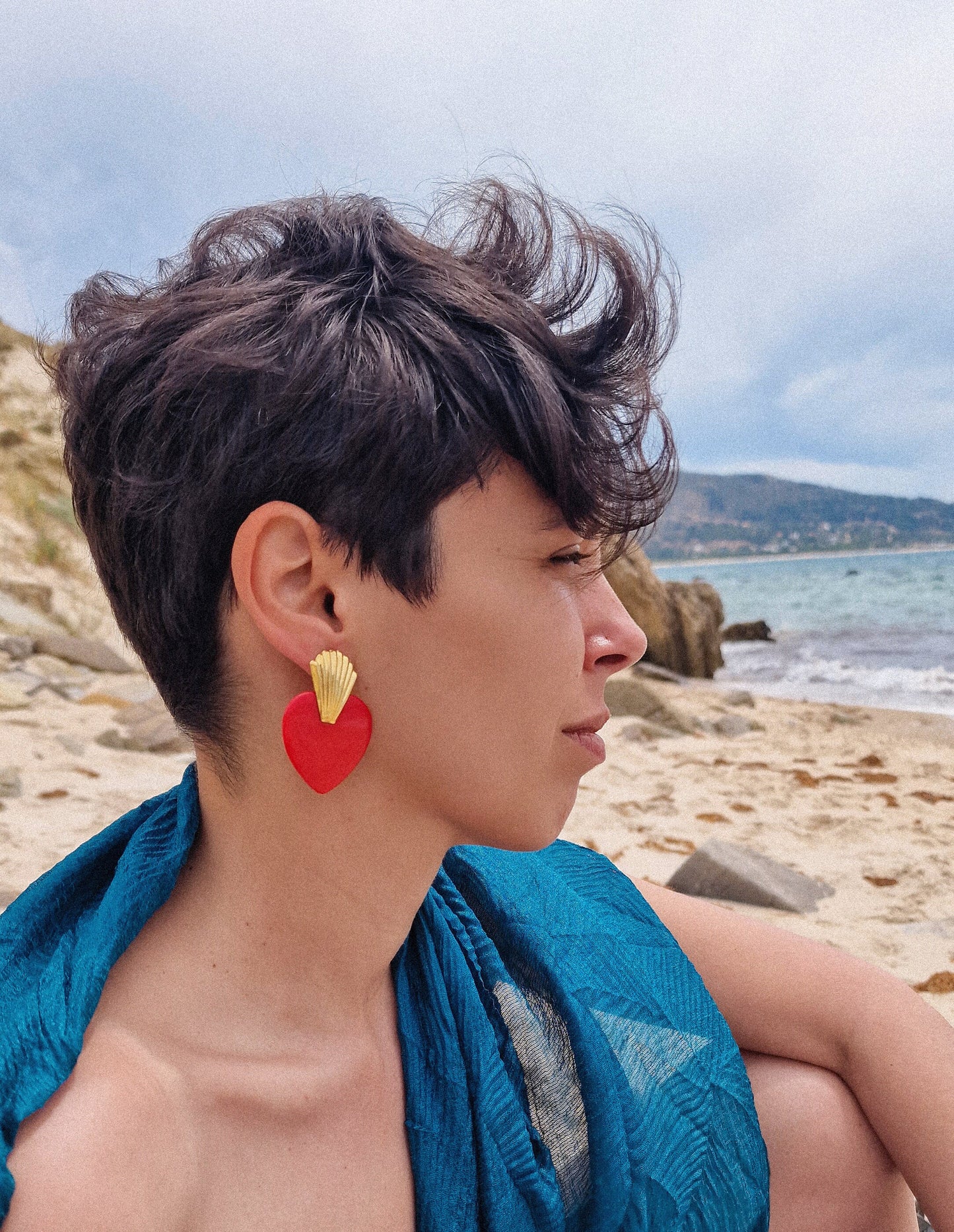 Pendientes Corazón ardiente, FLAMING HEART, pendientes exvoto