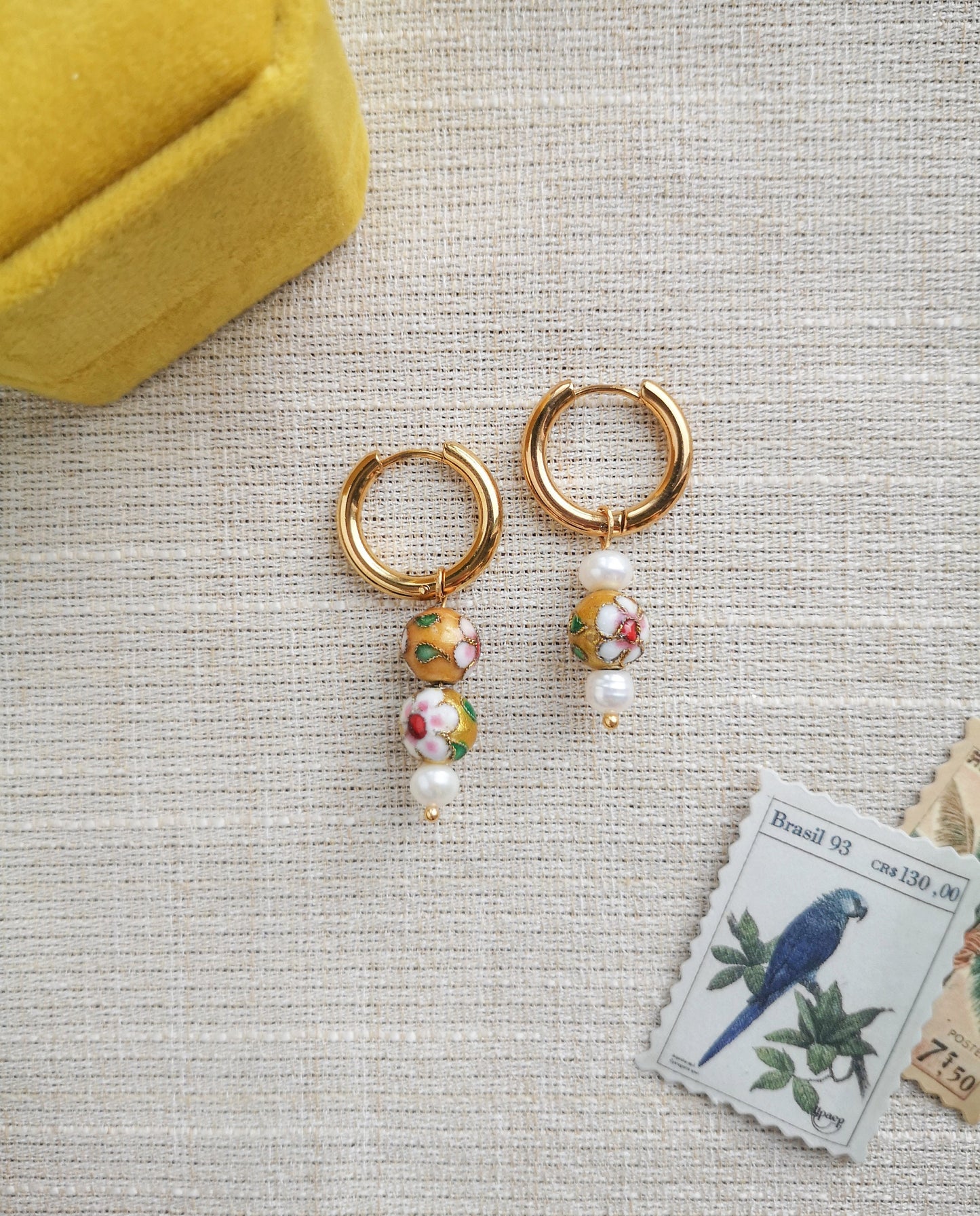 Pendientes flores, BLOOM, pendientes con perlas, boho