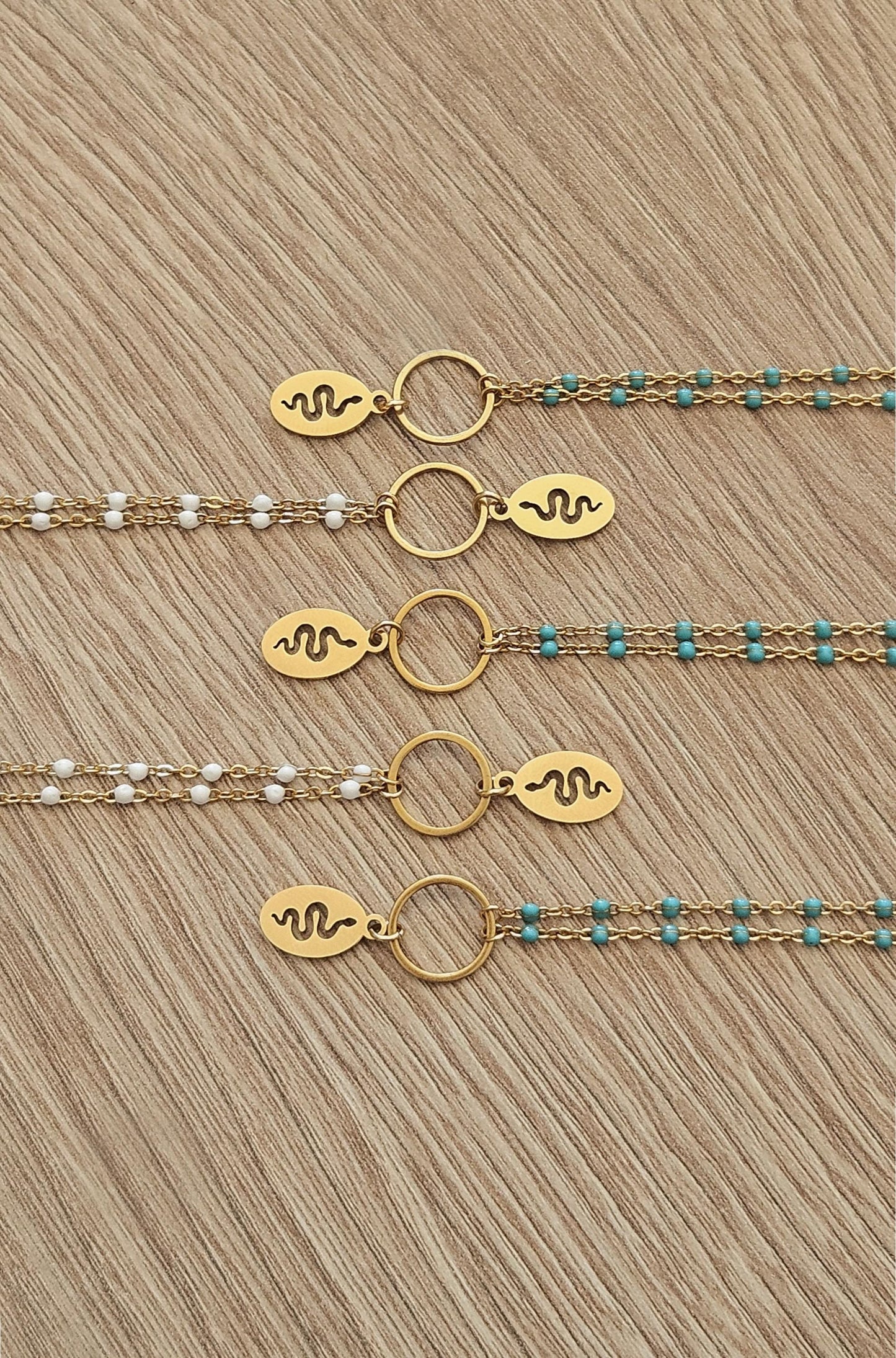 Collar serpiente, WADYET, turquesa, amuleto