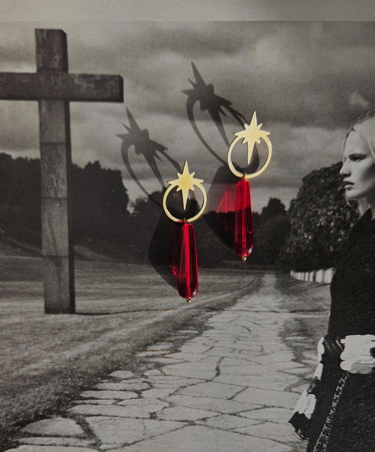 Pendientes rojos, LA SANGRE, vidrio vintage