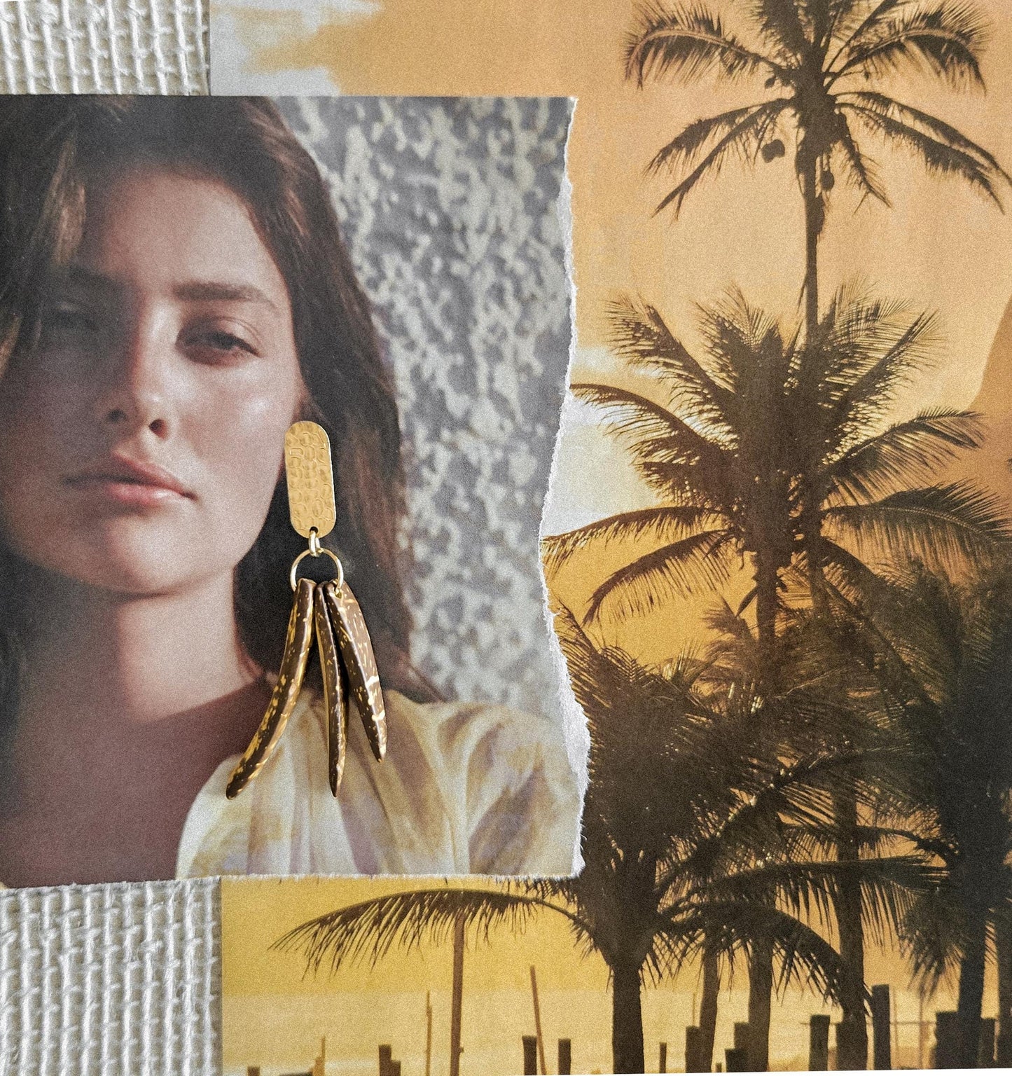 Pendientes PAUSA, pendientes de madera de coco, pendientes tropicales