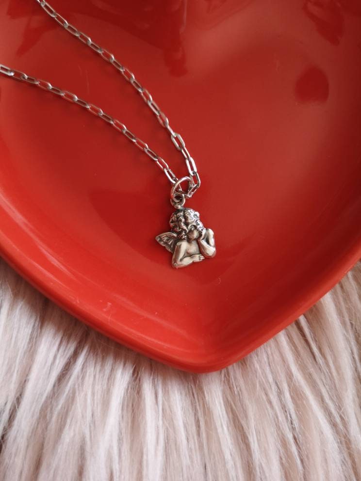 Collar ángel, LOVE ANGEL, querubín, plata de ley