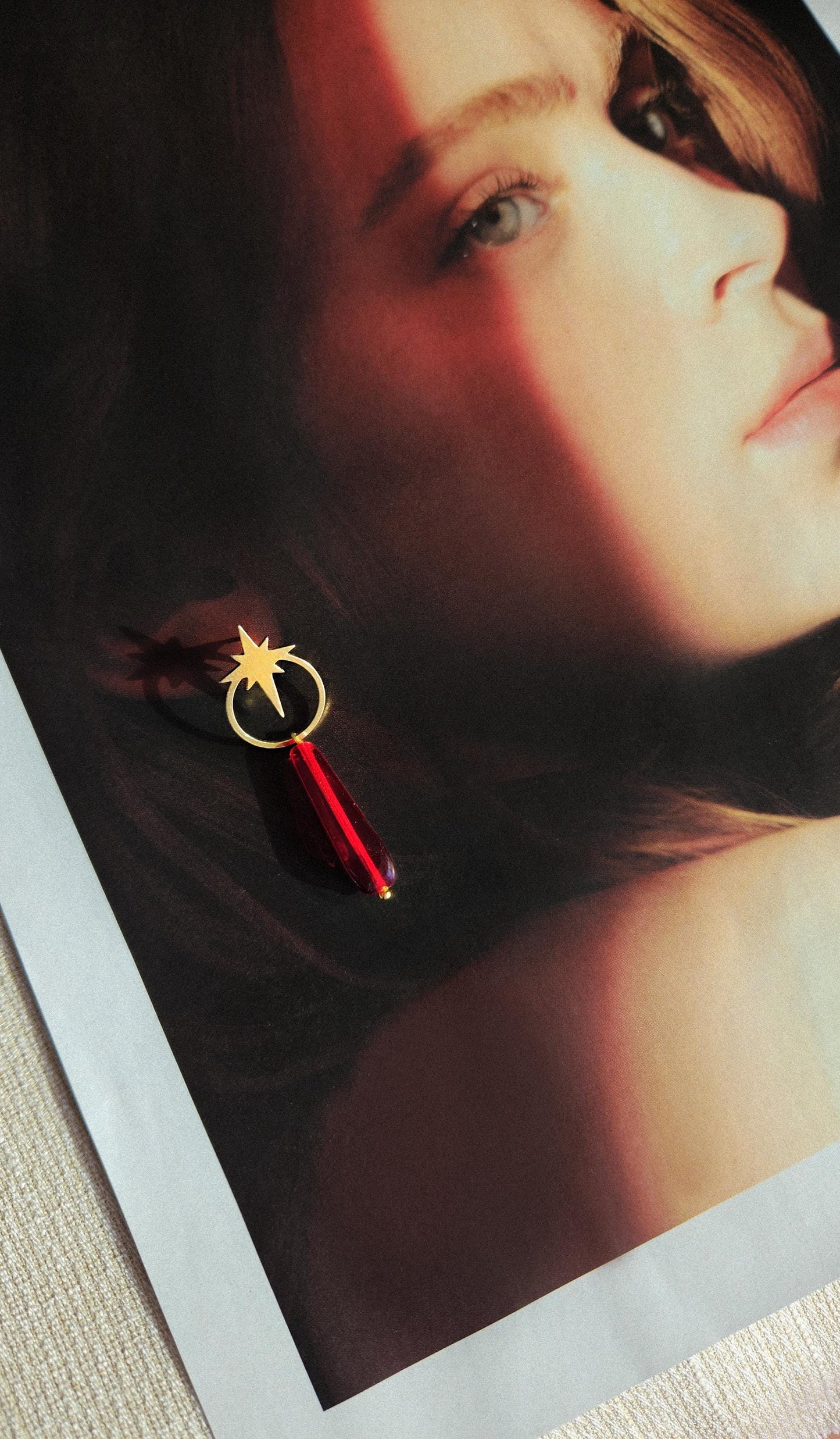 Pendientes rojos, LA SANGRE, vidrio vintage