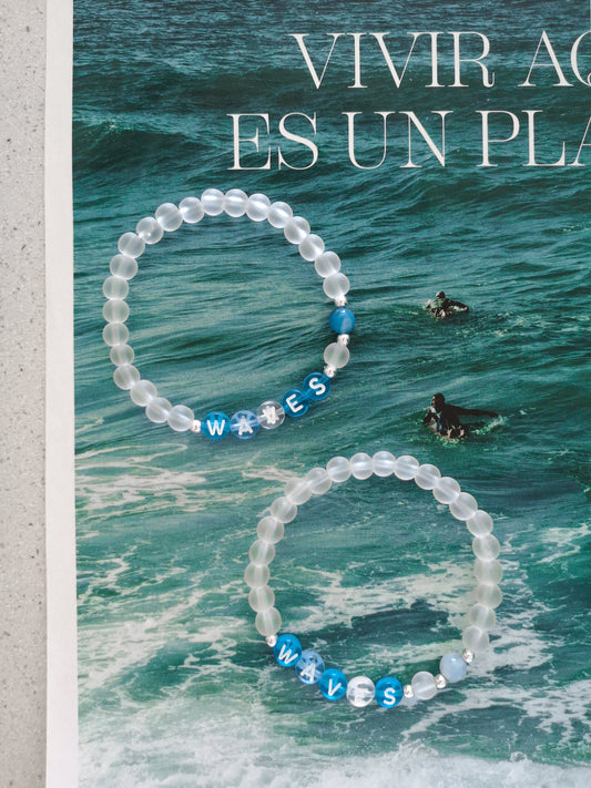 pulsera de letras, WAVES, olas, amante del mar, surf
