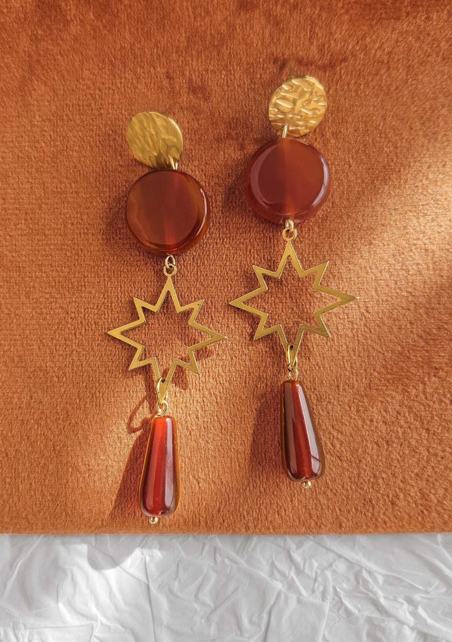 Pendientes SANGUIS DRACONIS,  amuleto de poder, cornalina