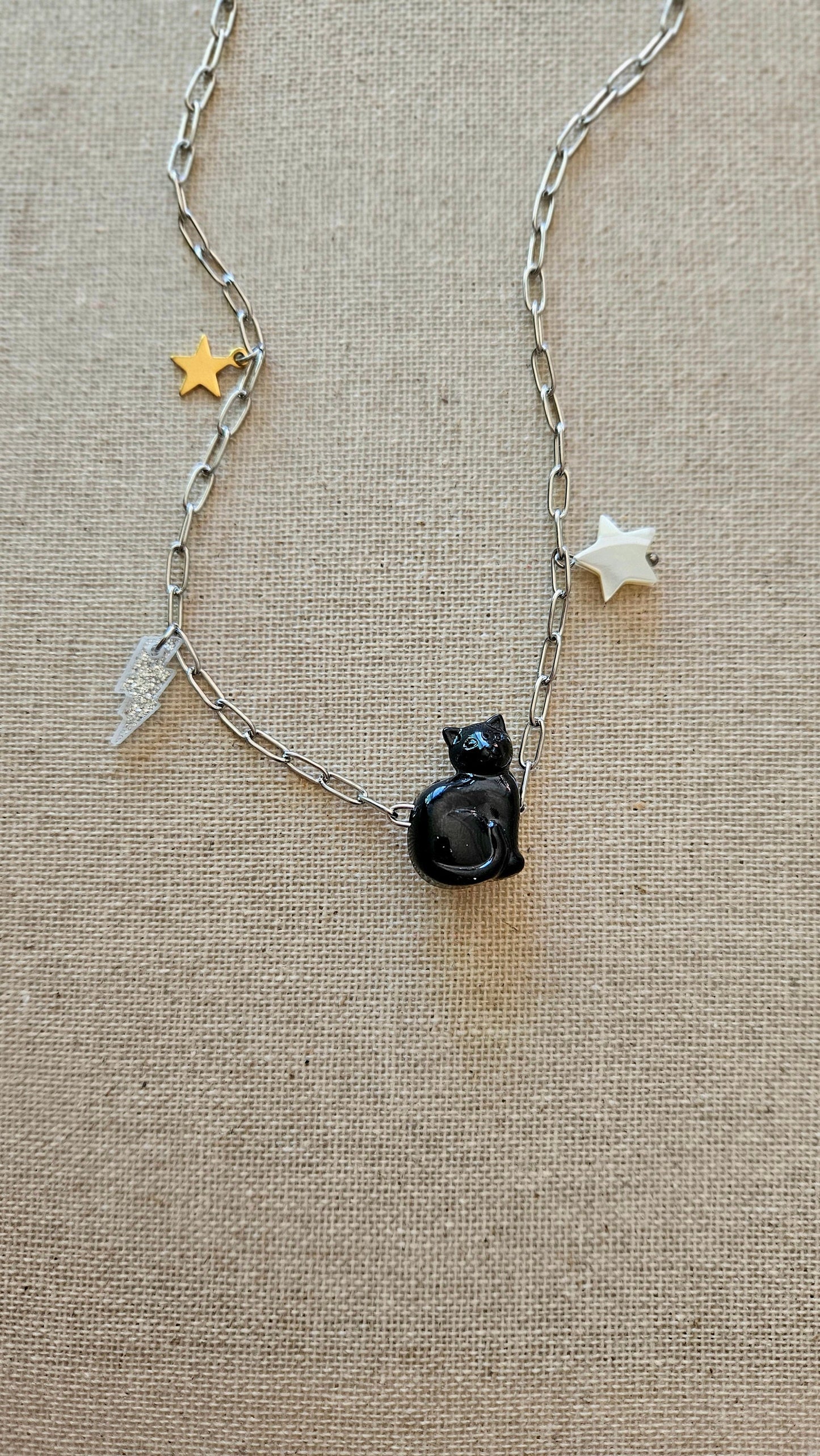 Collar BLACK CAT, buena suerte, amuleto