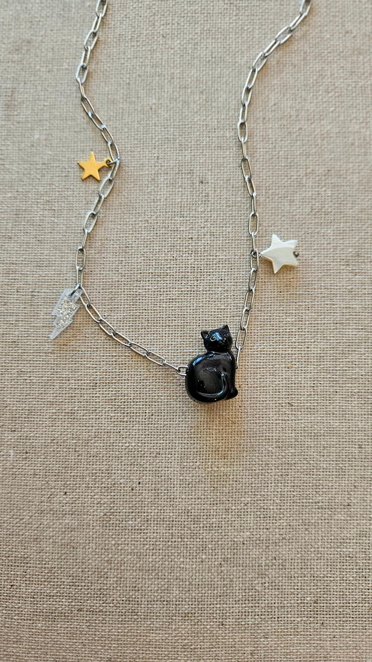 Collar BLACK CAT, buena suerte, amuleto