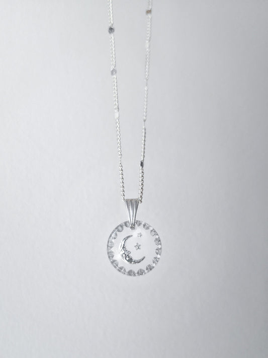 Collar luna,  MOONRISE, colgante cristal vintage