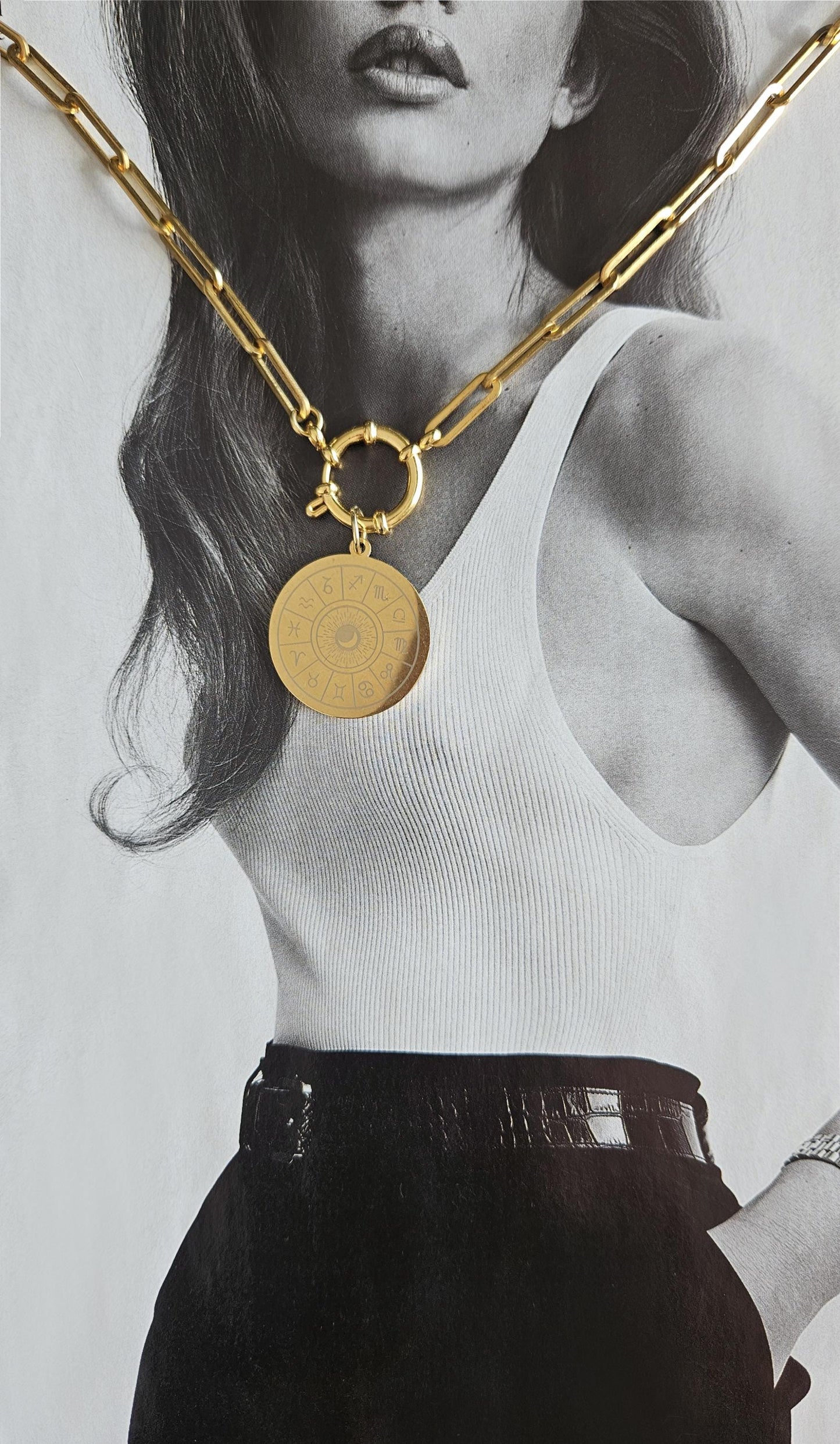 Collar ASTRAL oro, rueda zodiacal
