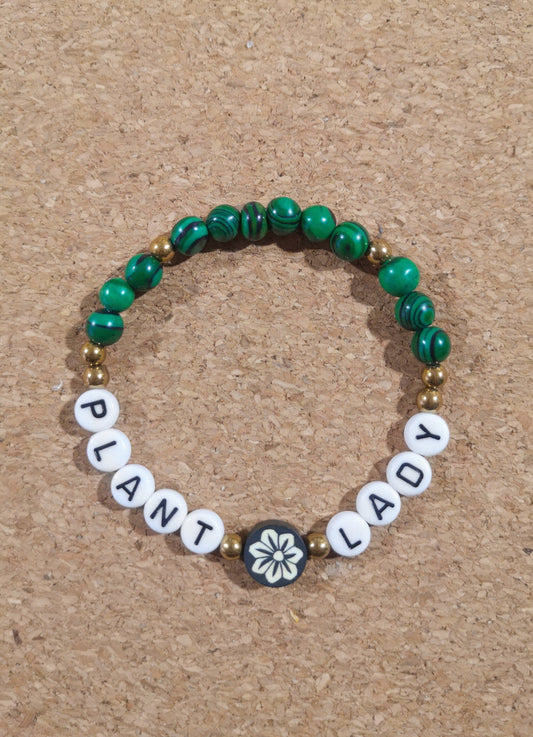 Pulsera de letras, PLANT LADY, plant lover, botanical
