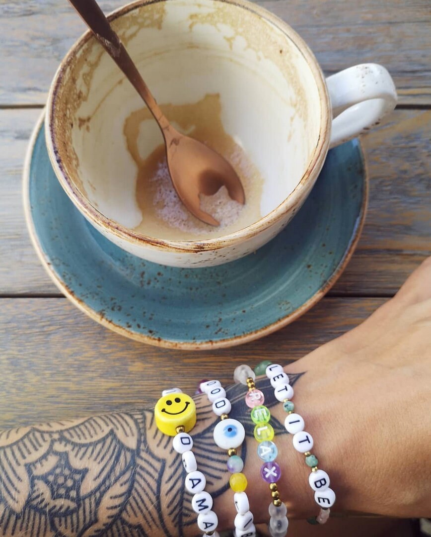 GOOD VIBES,  pulsera verano, piedra natural, perla