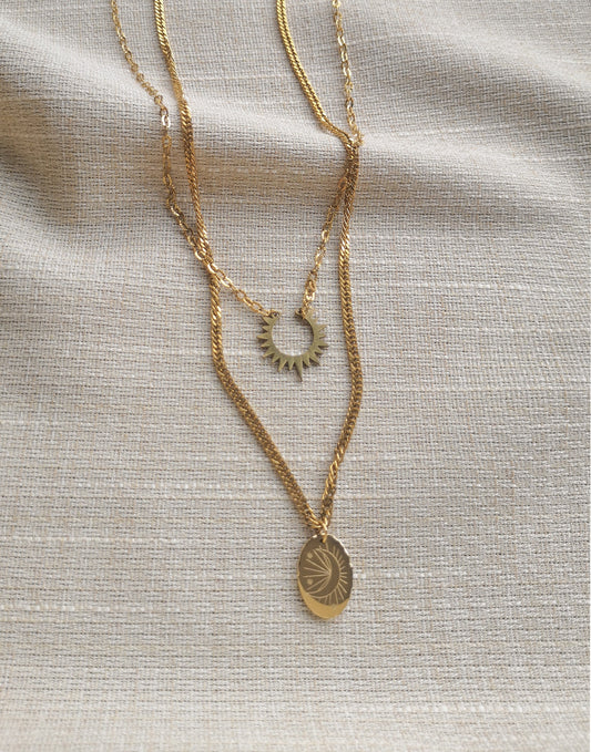 Collar luna, medalla luna,  LUNA CRECIENTE, amuleto para nuevos proyectos, acero inóxidable