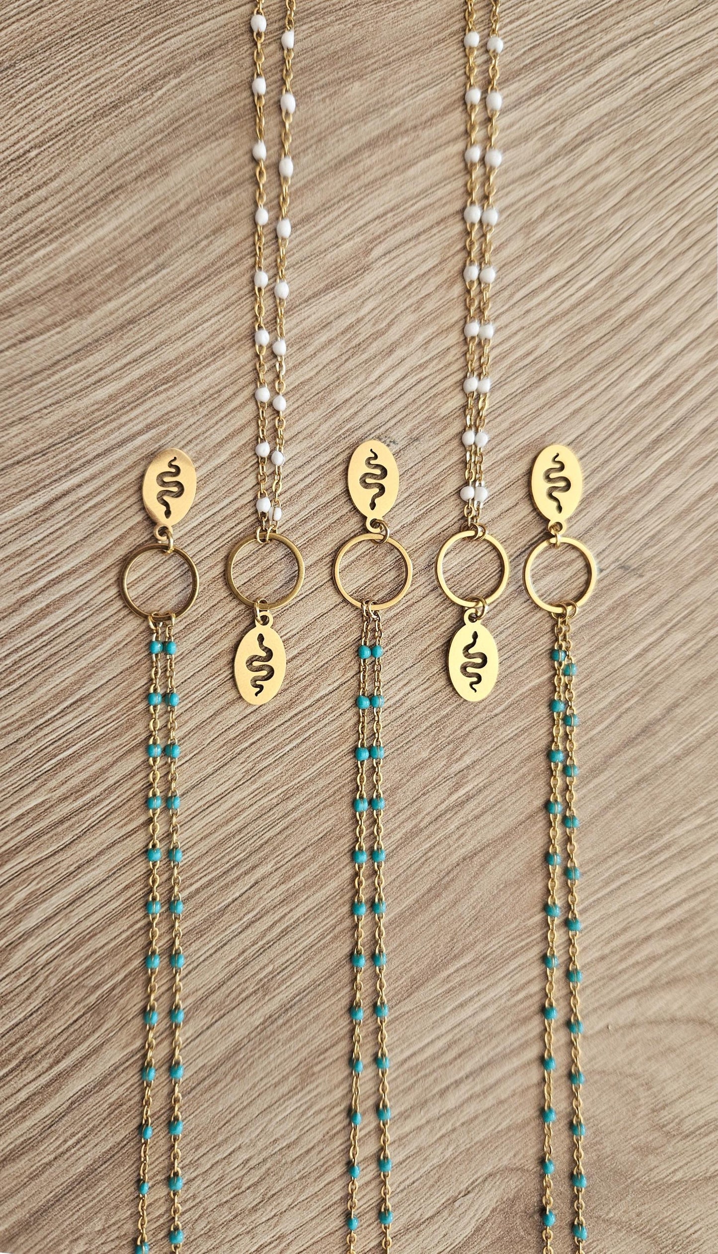 Collar serpiente, WADYET, turquesa, amuleto