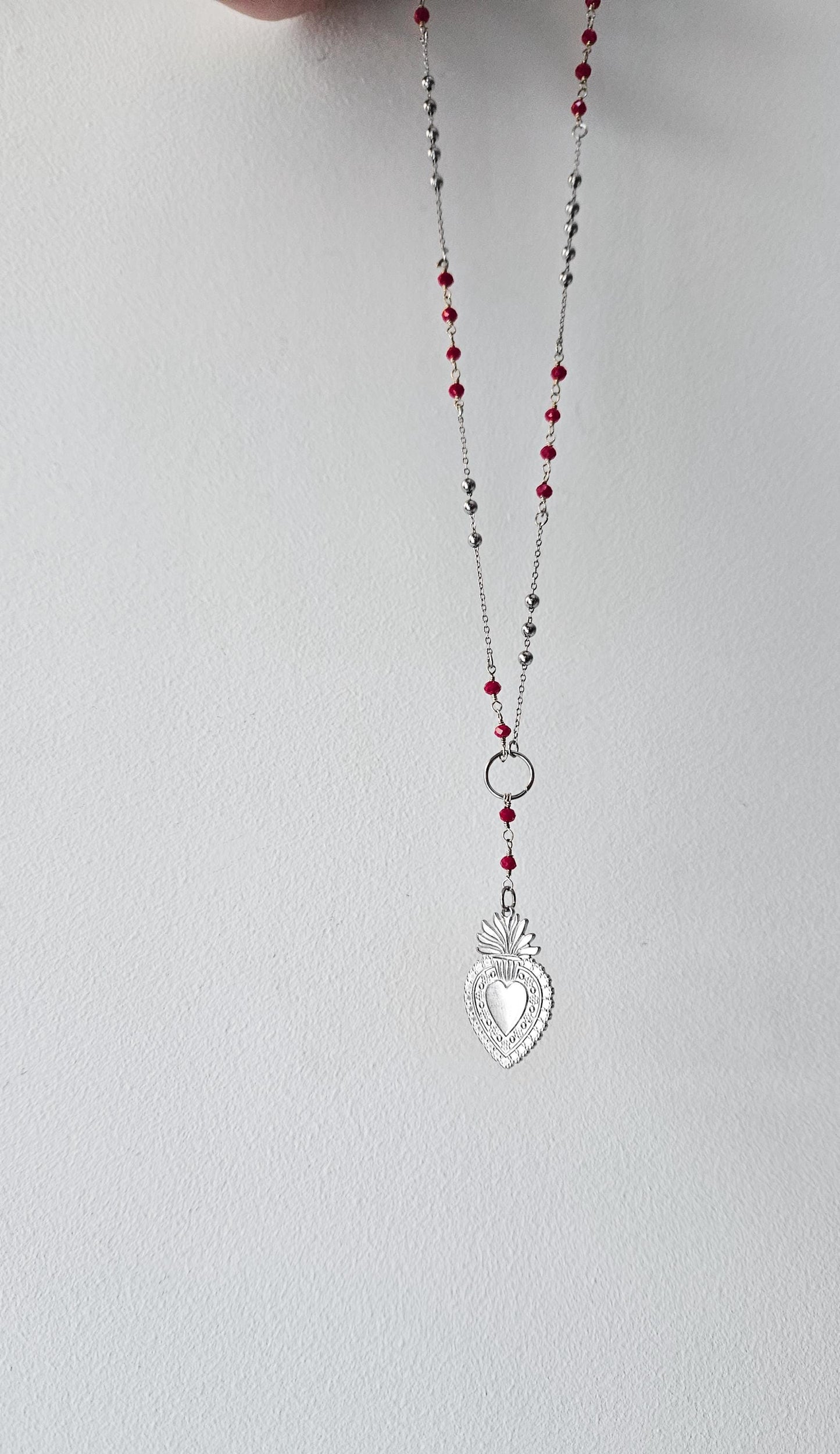Collar DEVOTION, exvoto, corazón sagrado, (oro + plata)