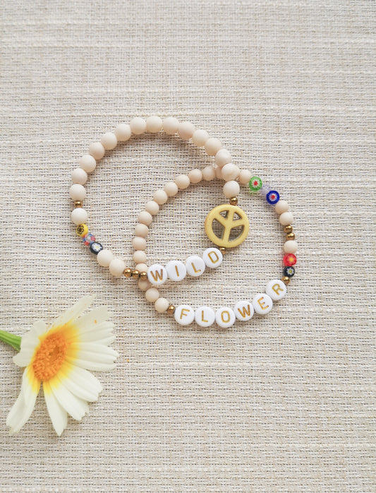 pulsera de letras, WILDFLOWER, libre, free soul