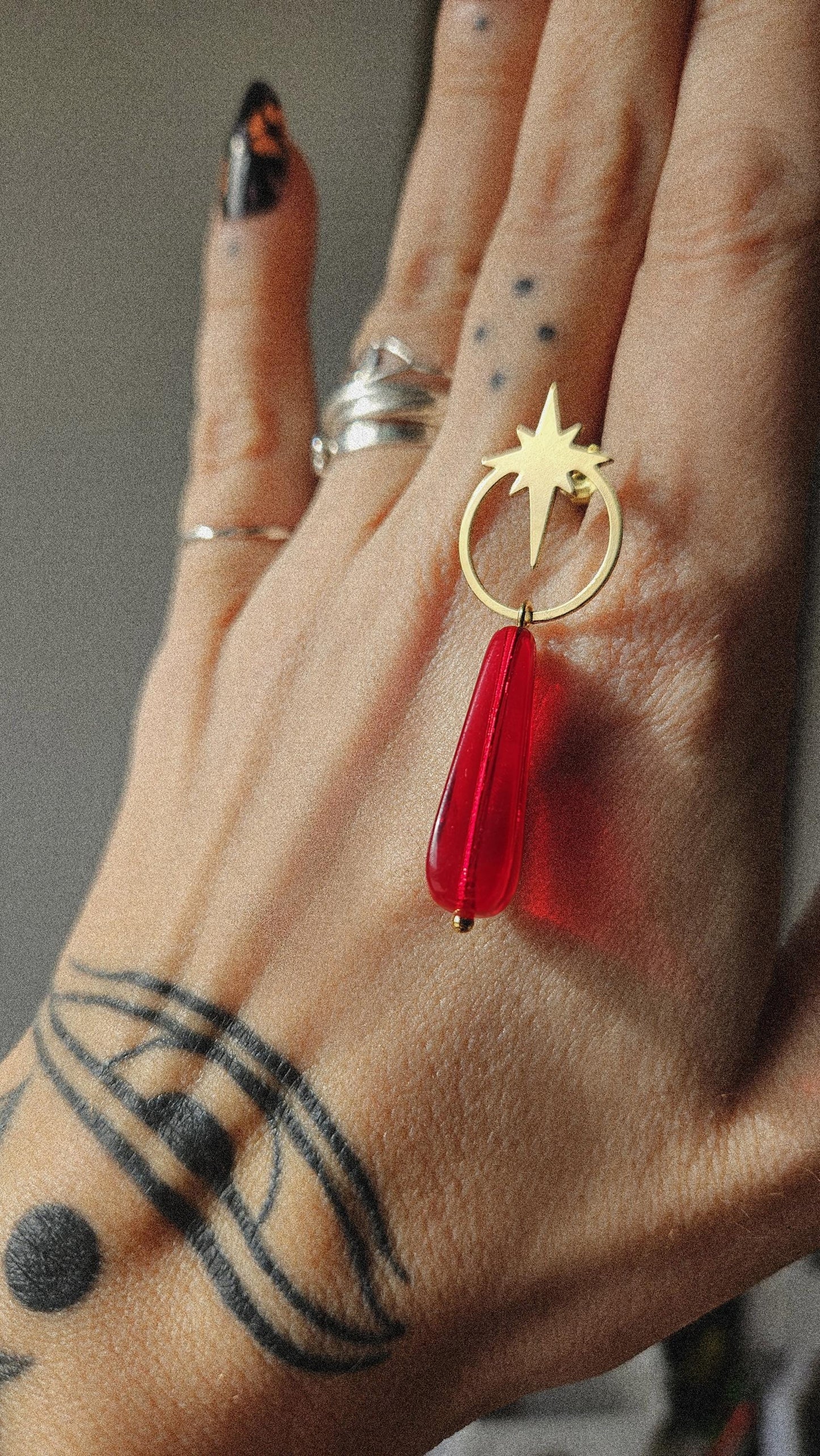 Pendientes rojos, LA SANGRE, vidrio vintage