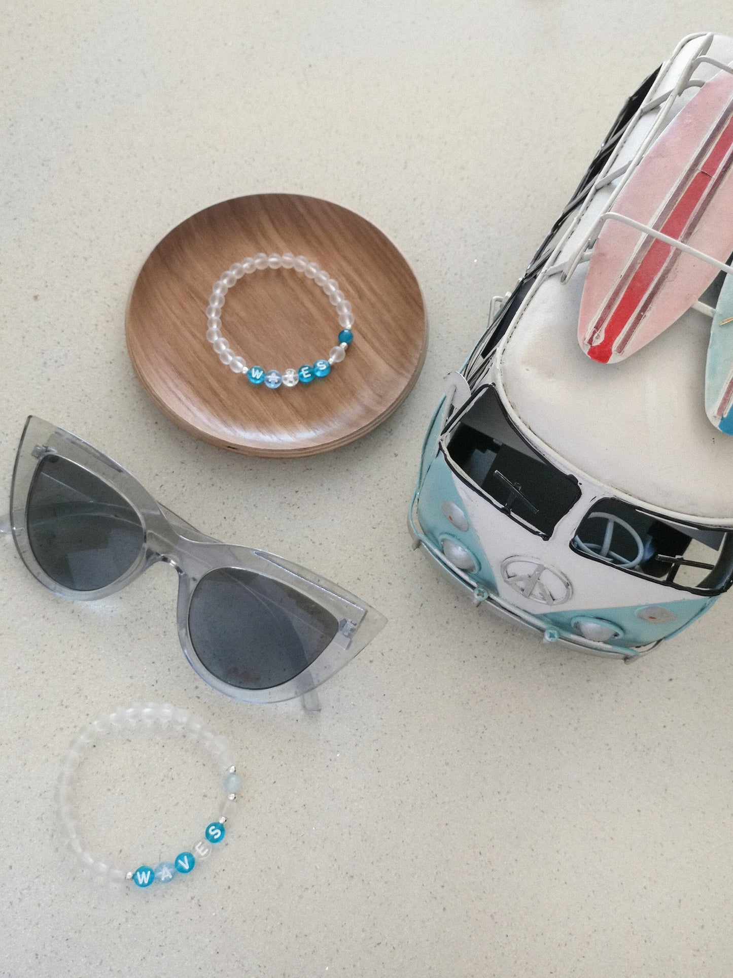 pulsera de letras, WAVES, olas, amante del mar, surf