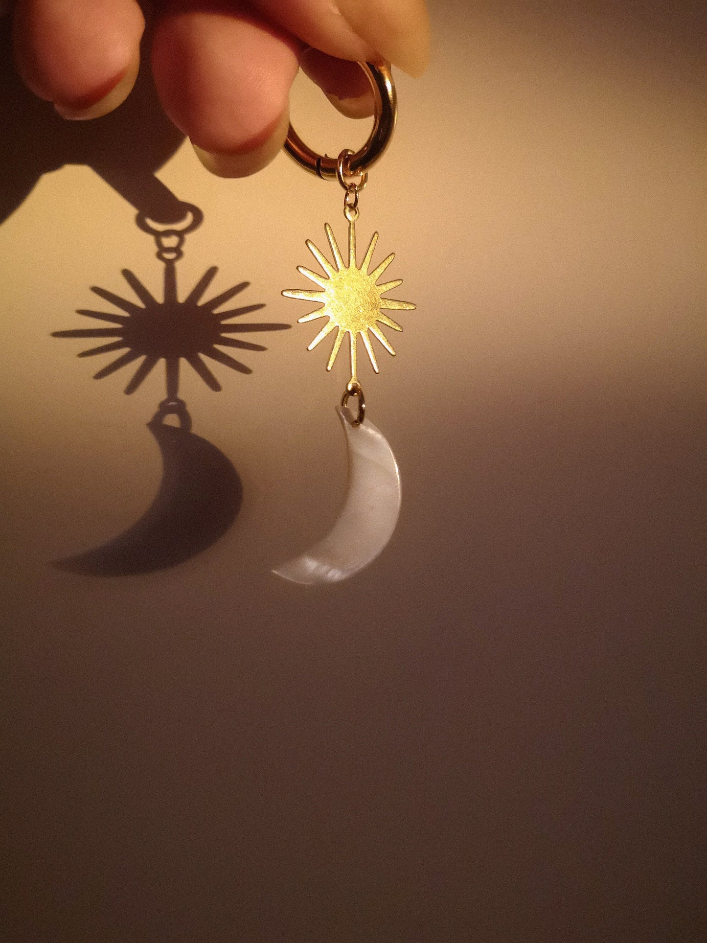 Pendientes luna, sol, AMANECER, pendientes boho