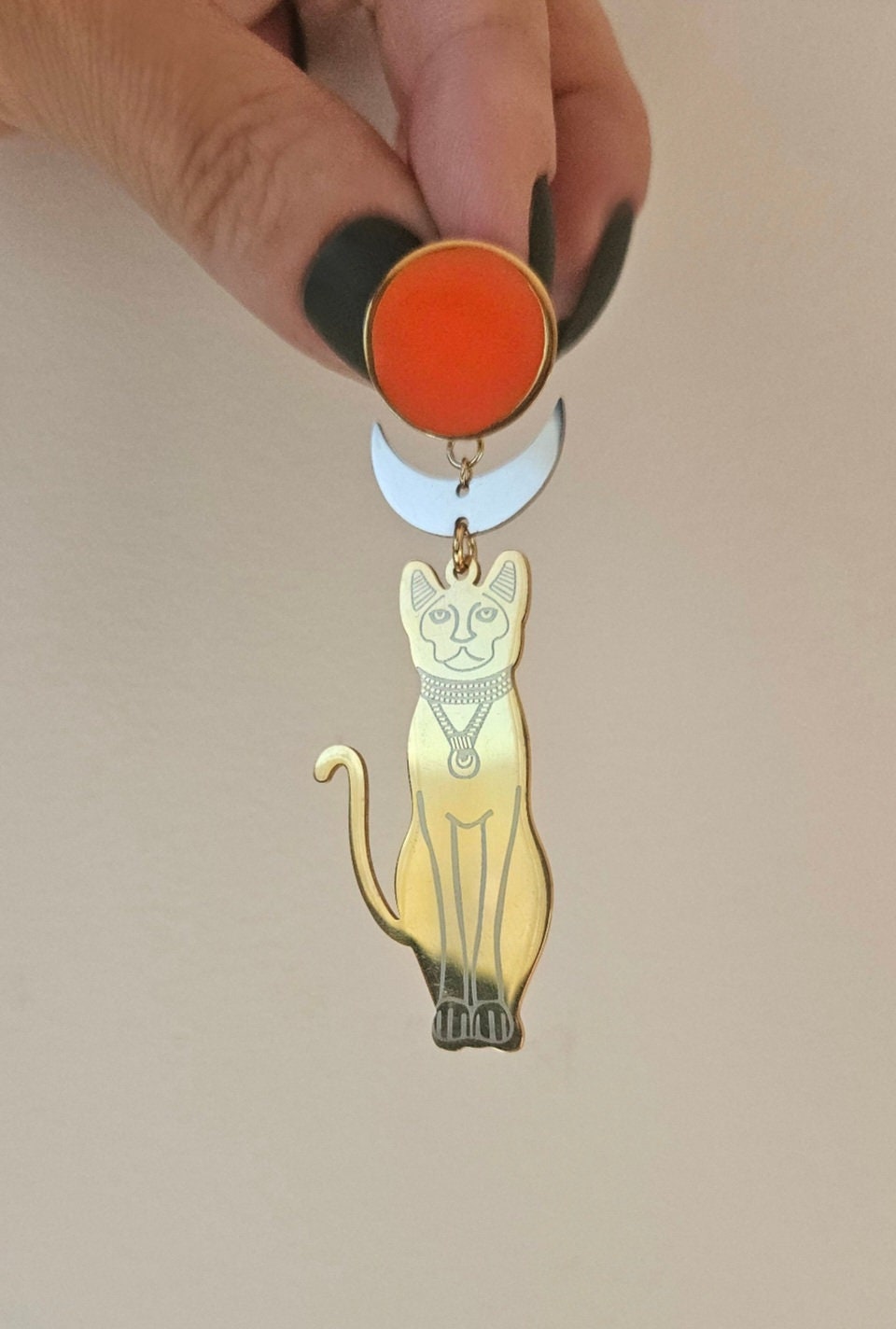 pendientes de gato, BASTET, pendientes Diosa egipcia, pendientes gato acero inóxidable, turquesa