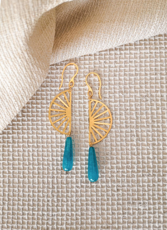 Pendientes ORILLA, pendientes lágrima azul.