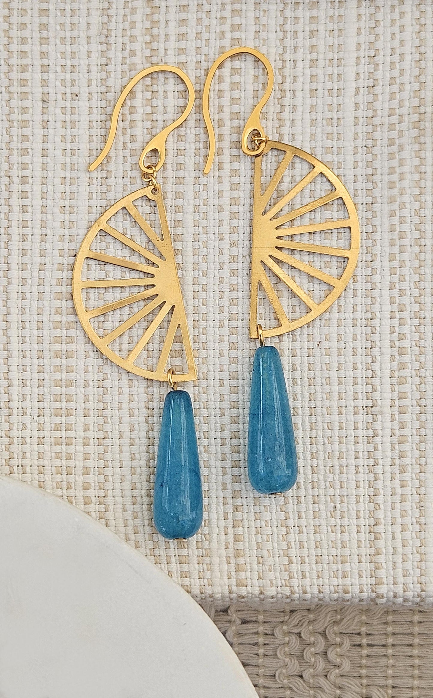 Pendientes ORILLA, pendientes lágrima azul.