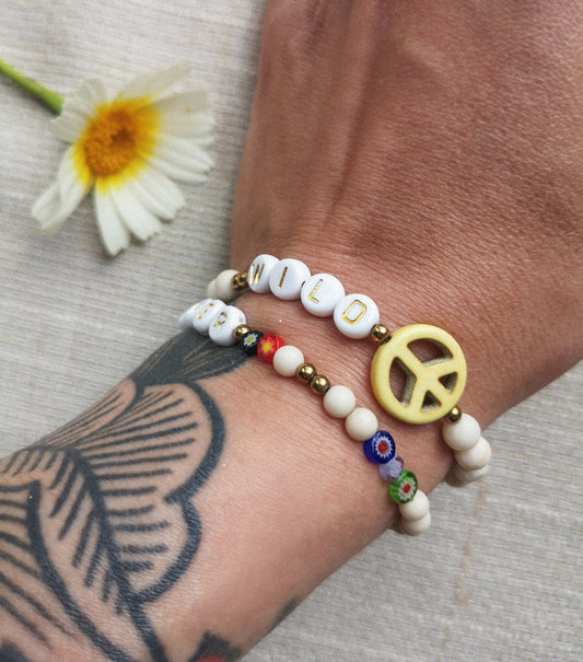 pulsera de letras, WILDFLOWER, libre, free soul
